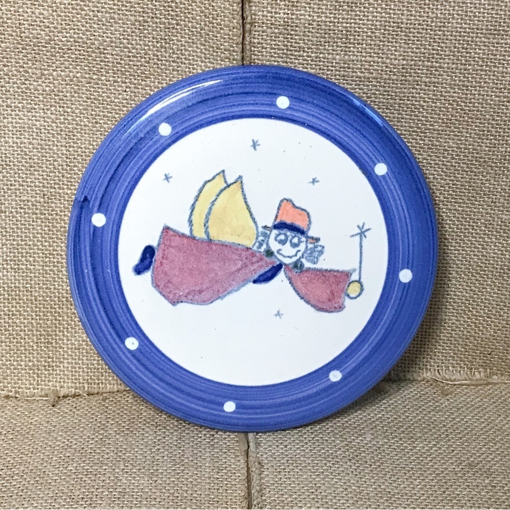 Funny Fairy Trivet Round Stoneware Kitsch Whimsical Dream Core Weirdo Eclectic